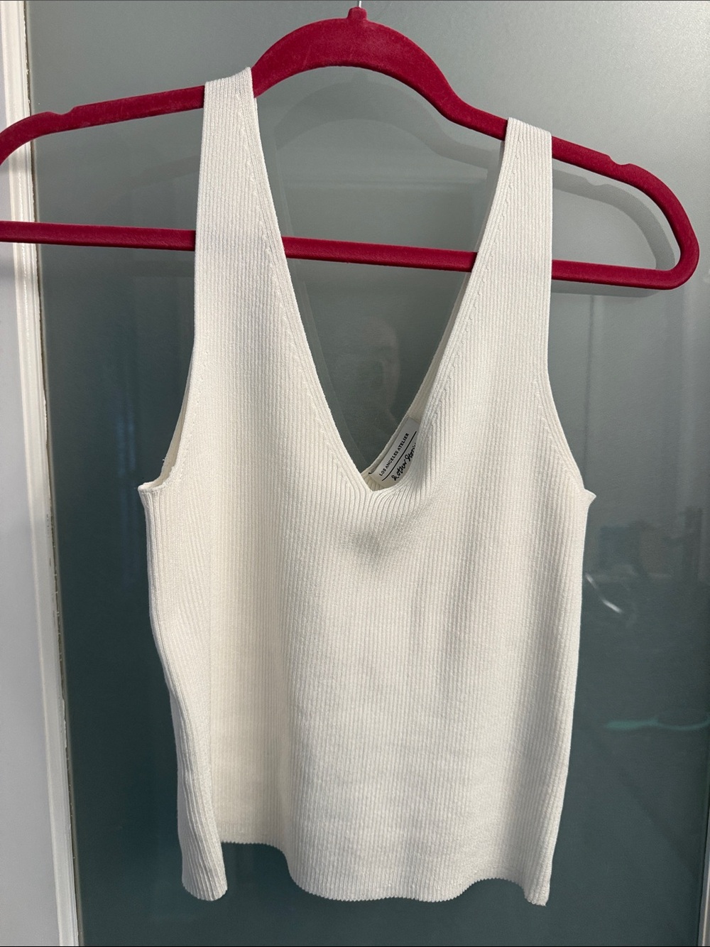 & Other Stories - Ribbed V-Neck Tank Top - White